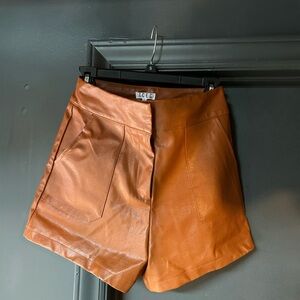 TCEC High Waist Brown Leather Shorts